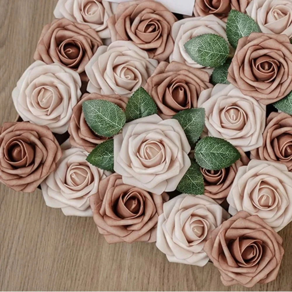 25 count Emerald Green Warm Taupe Champagne Nude Roses Flowers Enchanted Forest